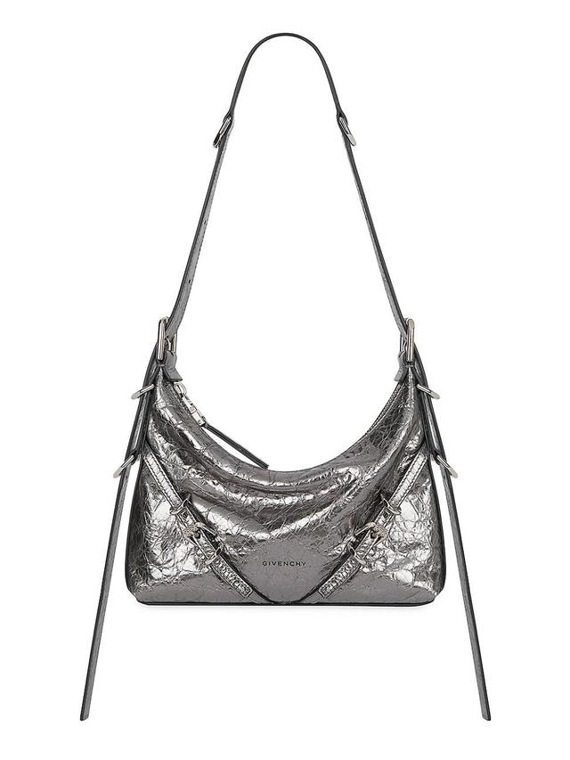 Givenchy Mini Voyou Shoulder Bag in Laminated Leather  - 070 SILVERY GREY Product Image