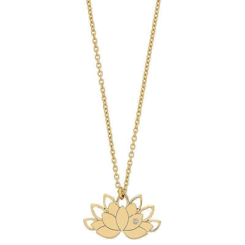 Sterling Silver Lotus Pendant Necklace, Womens White Product Image