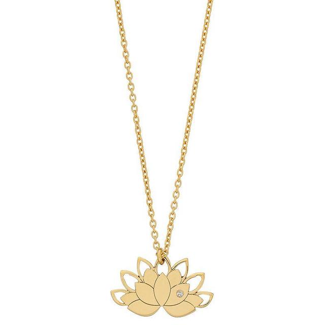 Sterling Silver Lotus Pendant Necklace, Womens 18k Gold Over Product Image