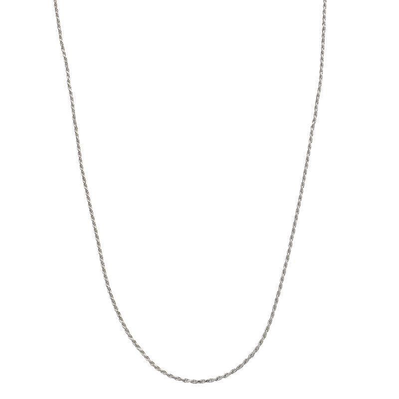 Sterling Silver Adjustable Rope Chain Necklace, Womens White Product Image