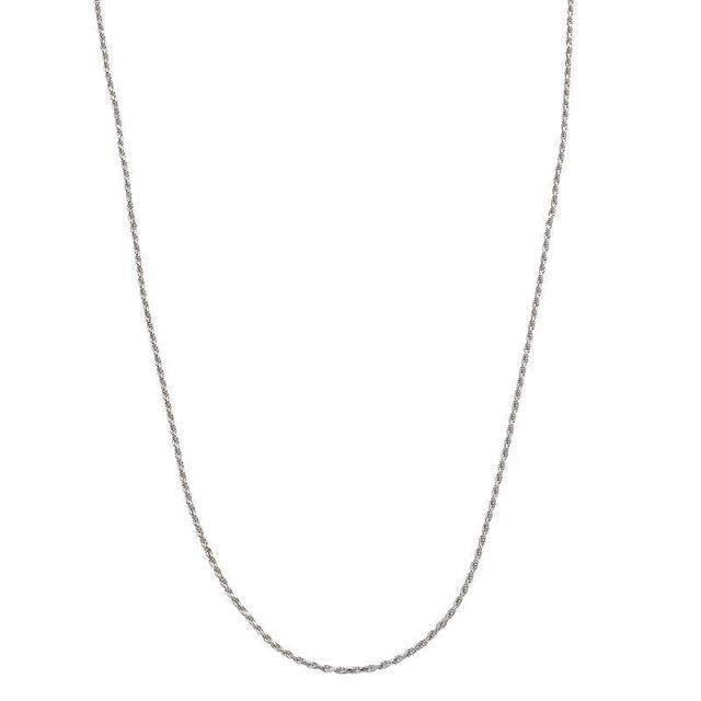 Sterling Silver Adjustable Rope Chain Necklace, Womens White Product Image