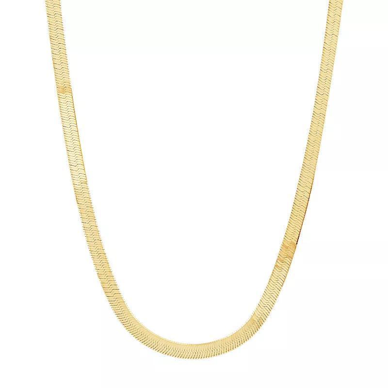 18k Gold Over Silver 22-in. Herringbone Chain Necklace, Womens Gold Tone Product Image