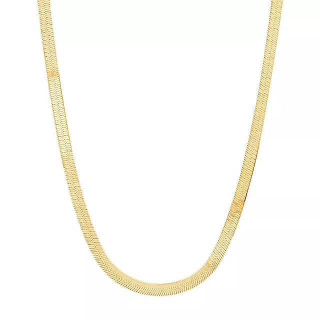 18k Gold Over Silver 22-in. Herringbone Chain Necklace, Womens Gold Tone Product Image