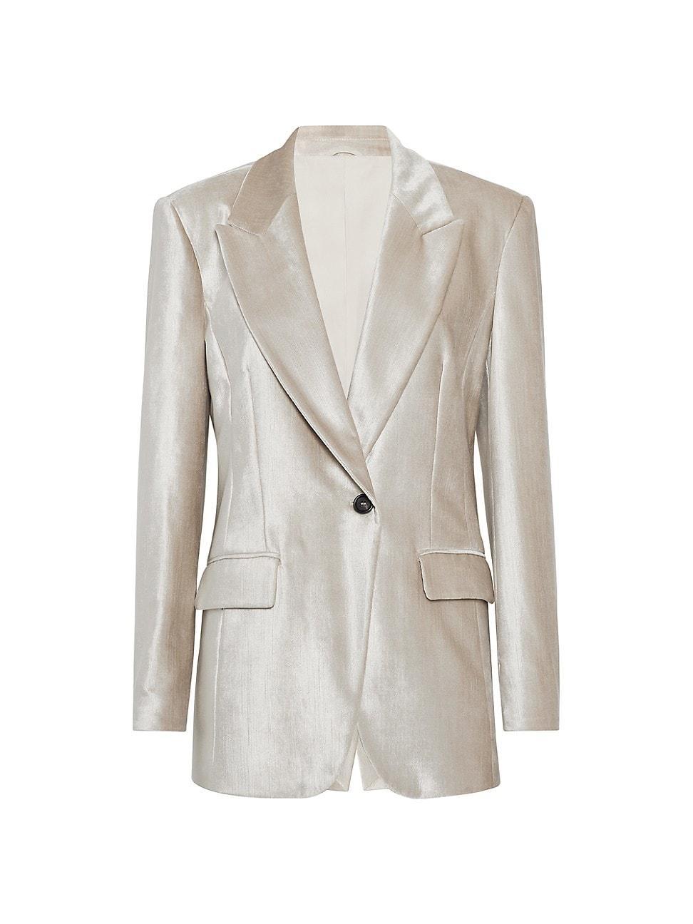 Womens Cotton and Viscose Sleek Velvet Blazer Product Image