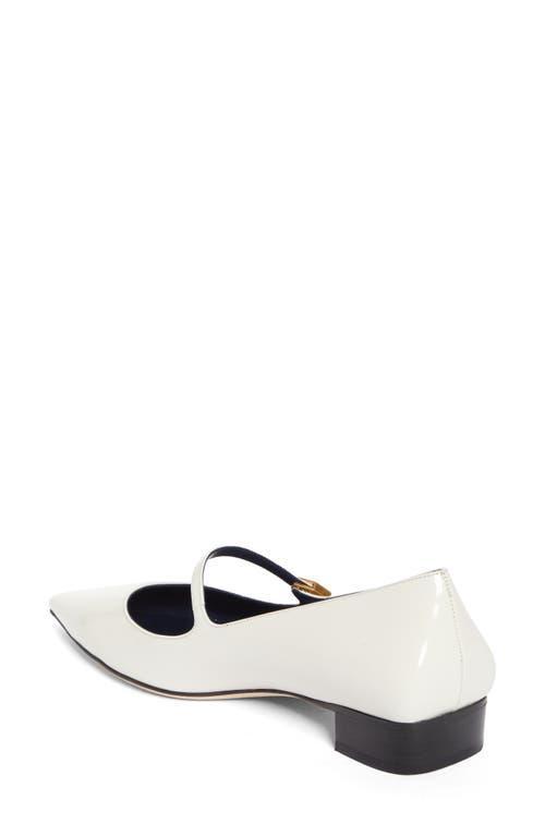 JIMMY CHOO Carolyn Leather Mary Jane Flats In White Product Image