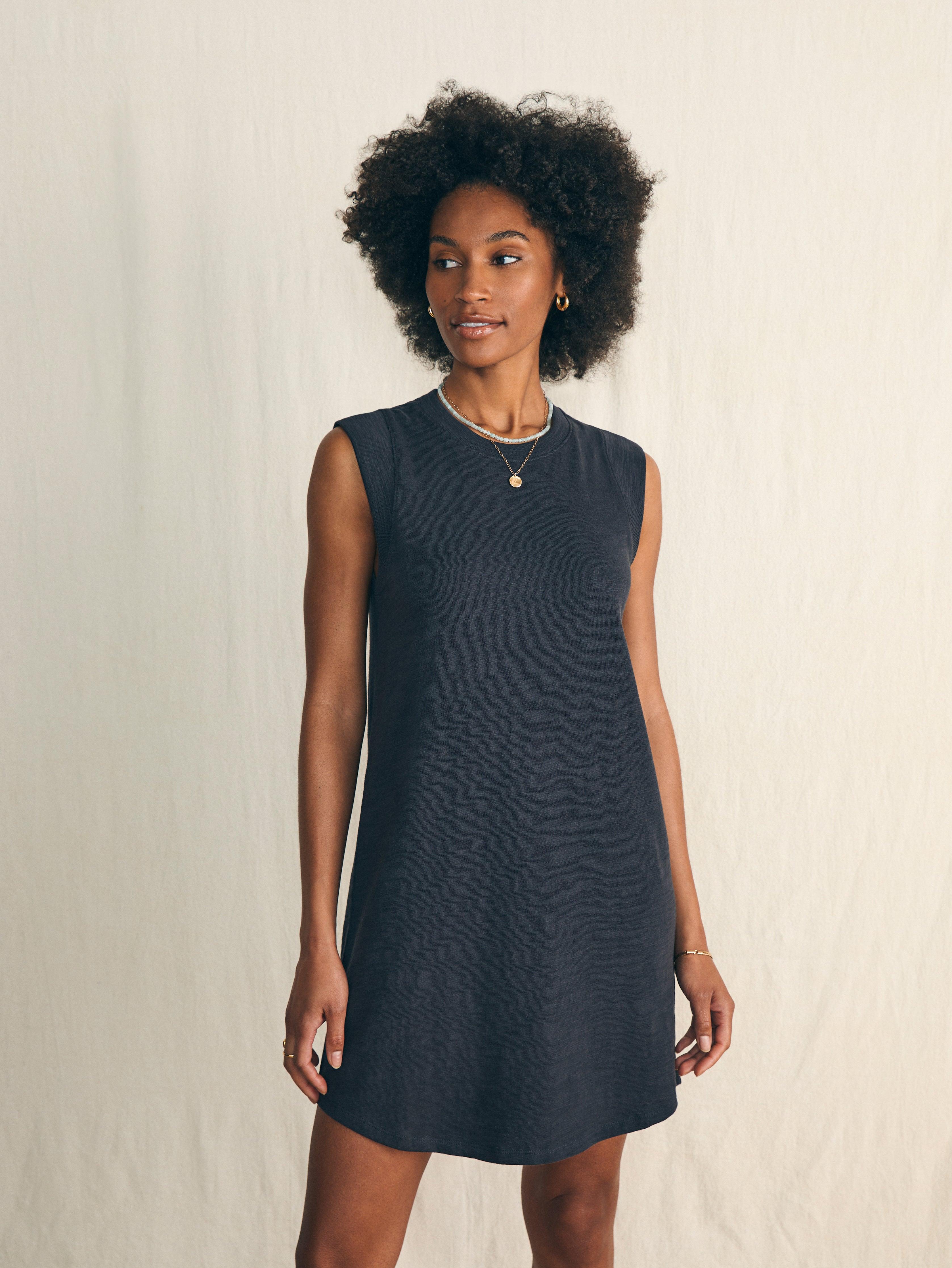 Sunwashed Slub Muscle Dress - Washed Black Female Product Image