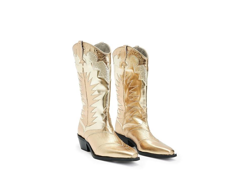 AllSaints Dixie Metallic Boots Gold) Women's Shoes Product Image