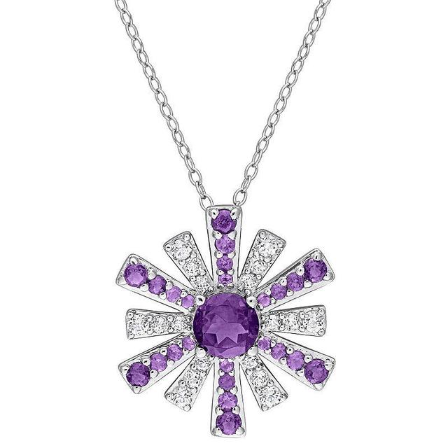 Stella Grace African Amethyst & White Topaz Starburst Pendant Necklace, Womens Sterling Product Image