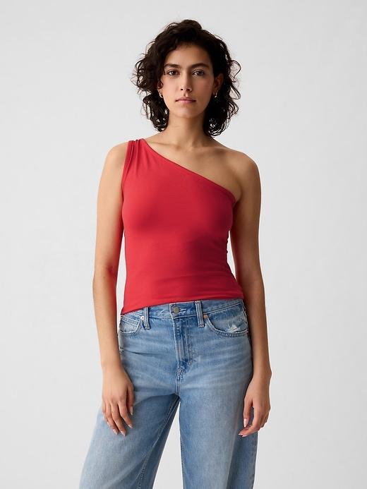 Modern One-Shoulder Cropped Tank Top Product Image