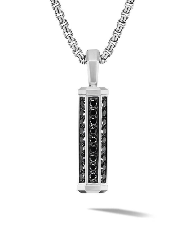 Mens Hex Sterling Silver & Black Diamond Amulet Product Image