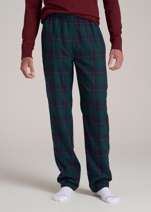 Plaid Pajama Pants for Tall Men in Green and Red Tartan Product Image