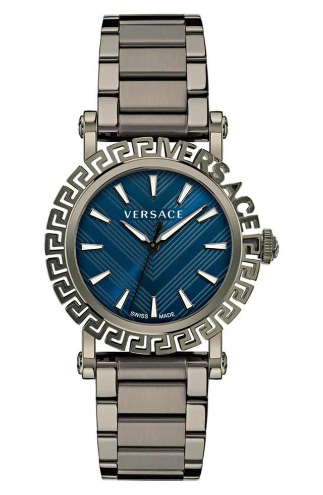 Men's Greca Glam 40mm Gunmetal Tone Stainless Steel Bracelet Watch In Gun Metal Product Image