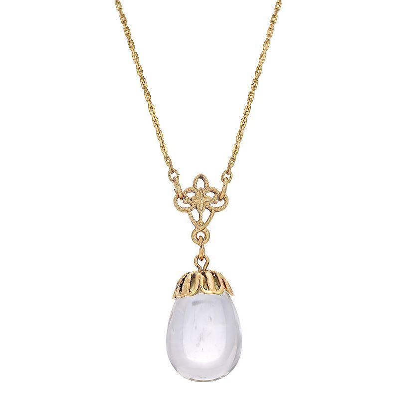 1928 14k Gold Dipped Clear Egg Pendant Drop Necklace, Womens Multicolor Product Image