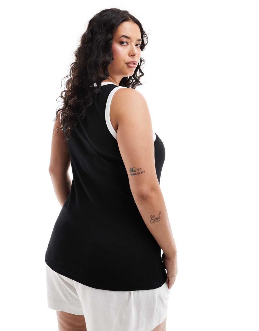 ONLY Curve contrast tank top in black  Product Image