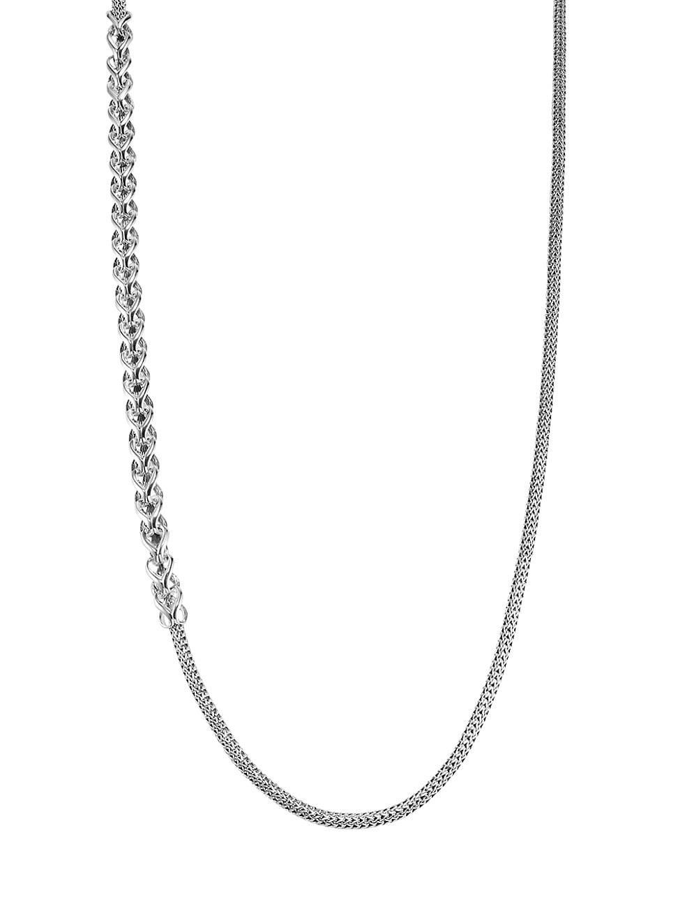 Womens Chain Silver Foxtail & Cable Necklace Product Image