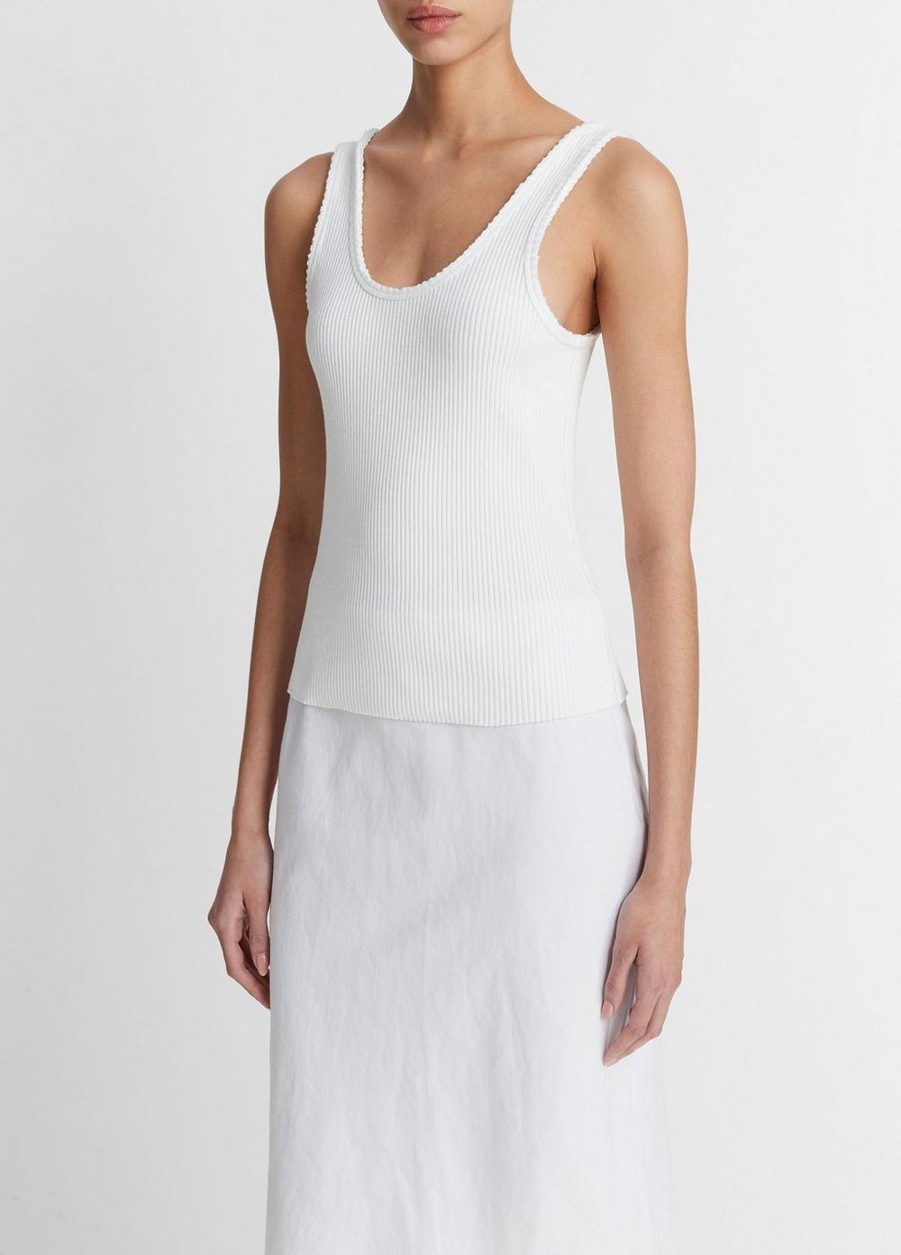 Raw-Edge Ribbed Scoop-Neck Tank Product Image