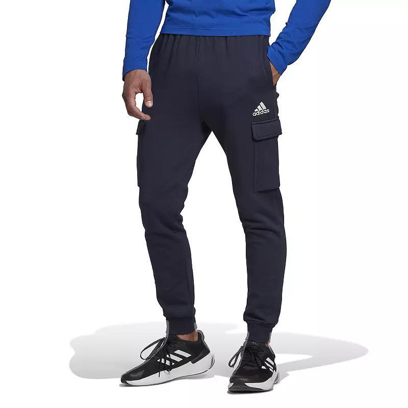 Mens adidas Essentials Tapered Fleece Cargo Pants Black Product Image