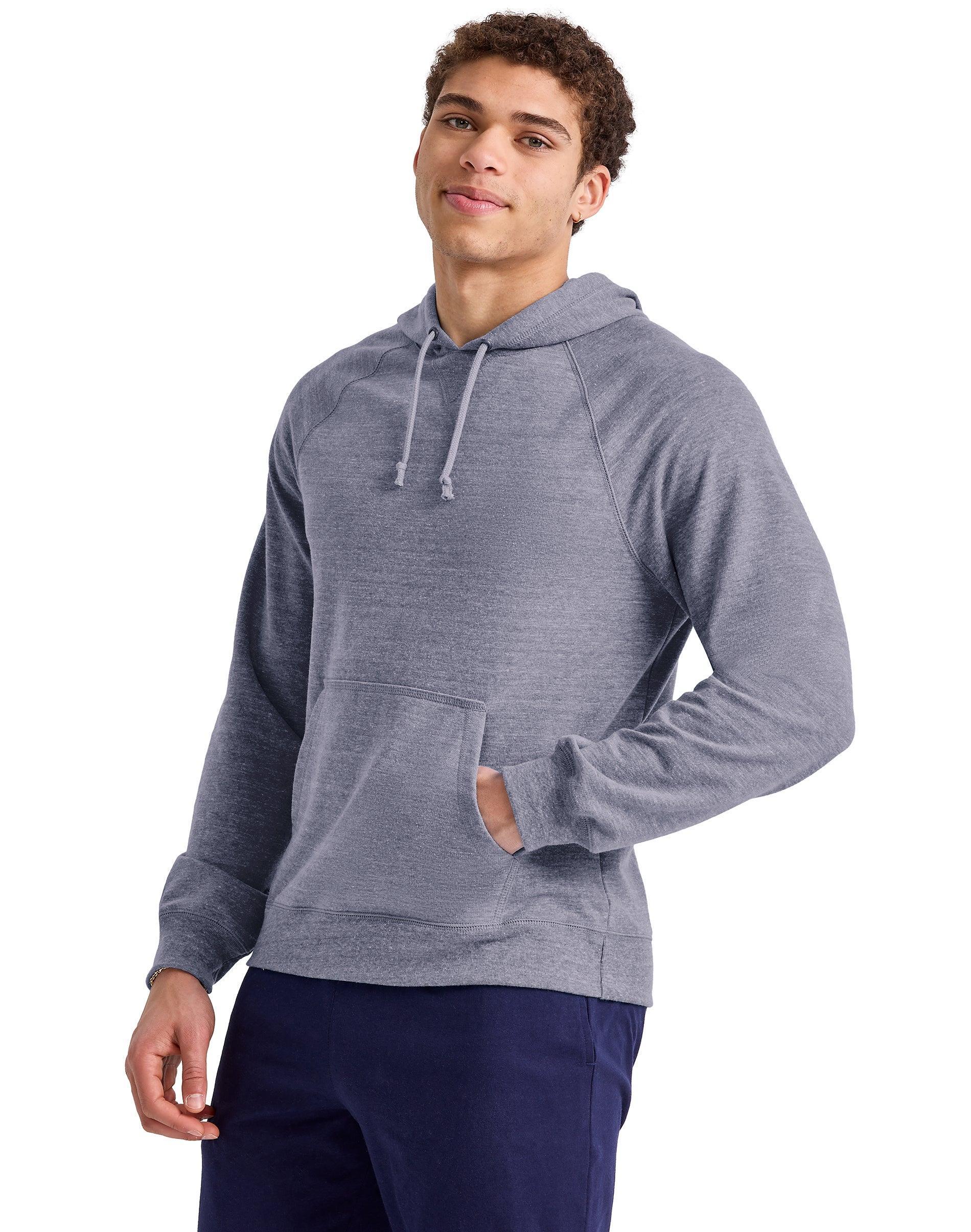 Hanes Originals Mens French Terry Hoodie Blue Jay Heather S Product Image