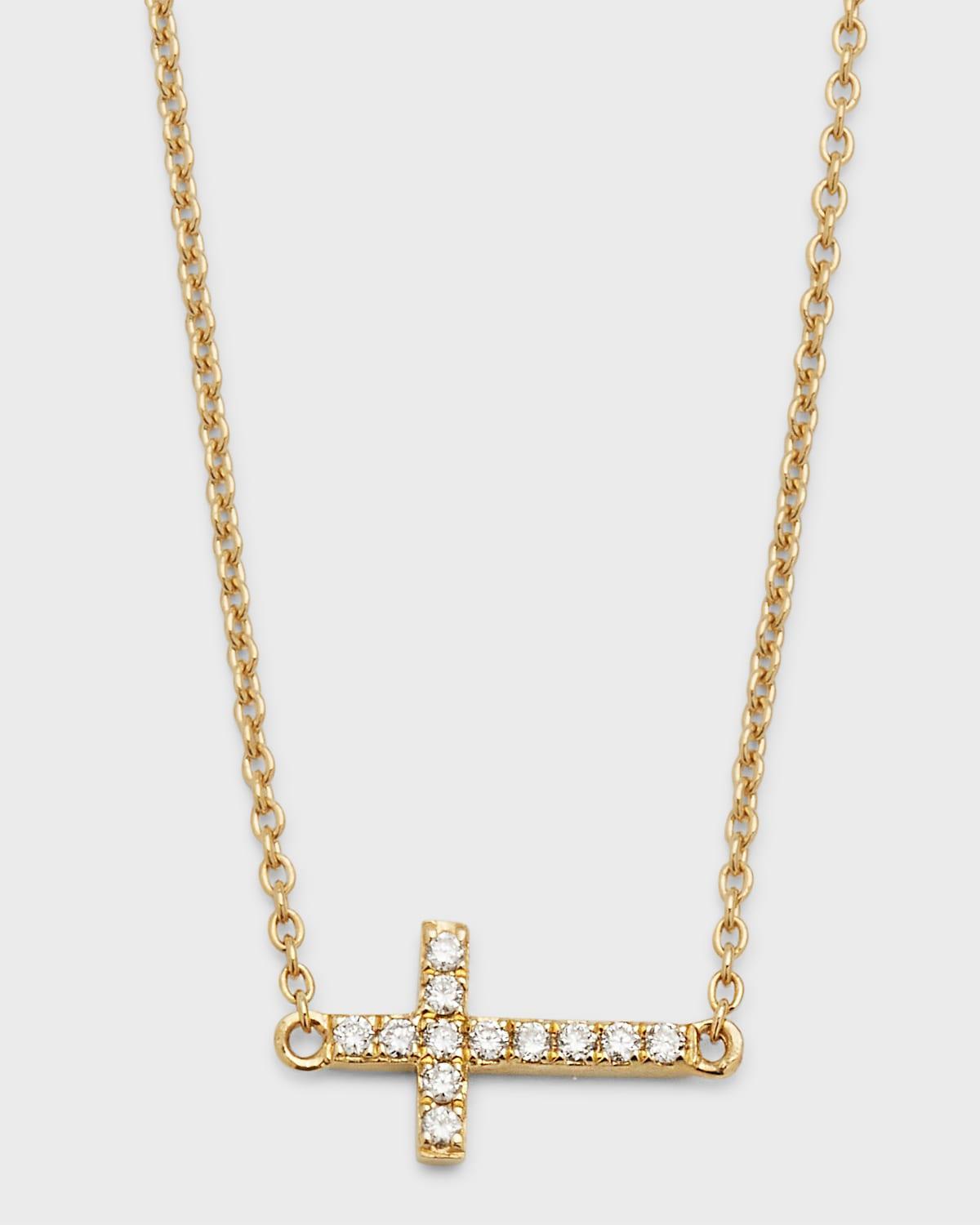 Womens 14K Yellow Gold & .06 TCW Diamond Cross Necklace Product Image