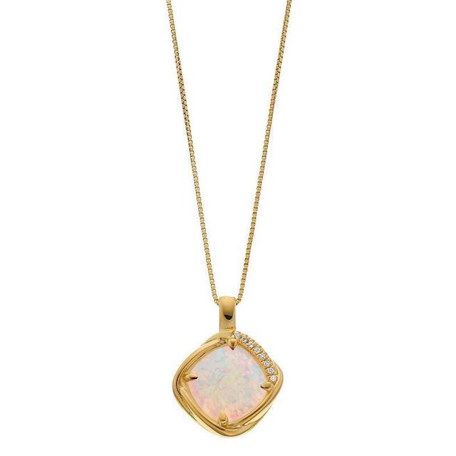 Gemminded 18K Gold over Sterling Silver Lab Created Opal Pendant Necklace with Lab Created White Saphire Accents, Womens Gold Tone Product Image