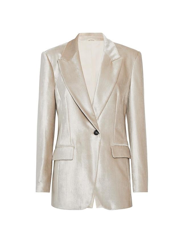 Womens Cotton and Viscose Sleek Velvet Blazer Product Image