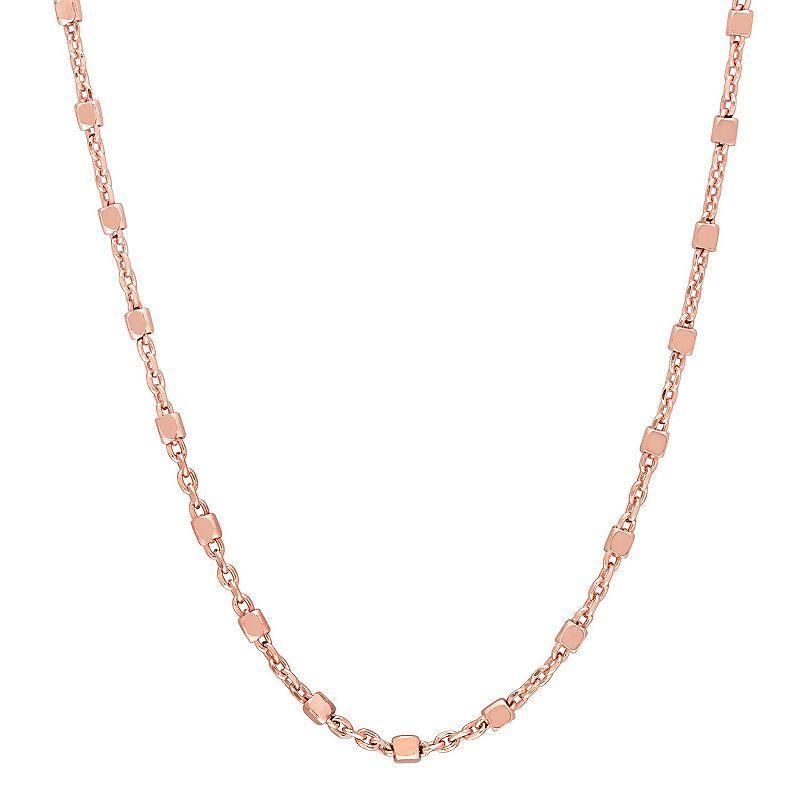 Stella Grace Sterling Silver Bead Chain Necklace, Womens 18k Pink Plated Product Image