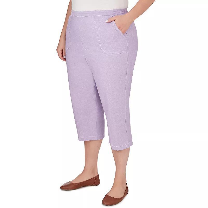 Plus Size Alfred Dunner Chambray Pull-On Capri Pants, Womens Product Image