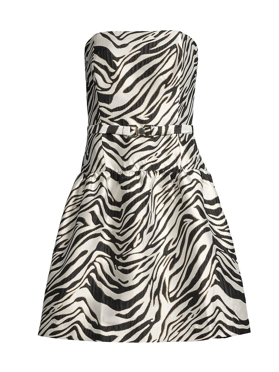 Womens Akela Strapless Zebrah Jacquard Minidress Product Image