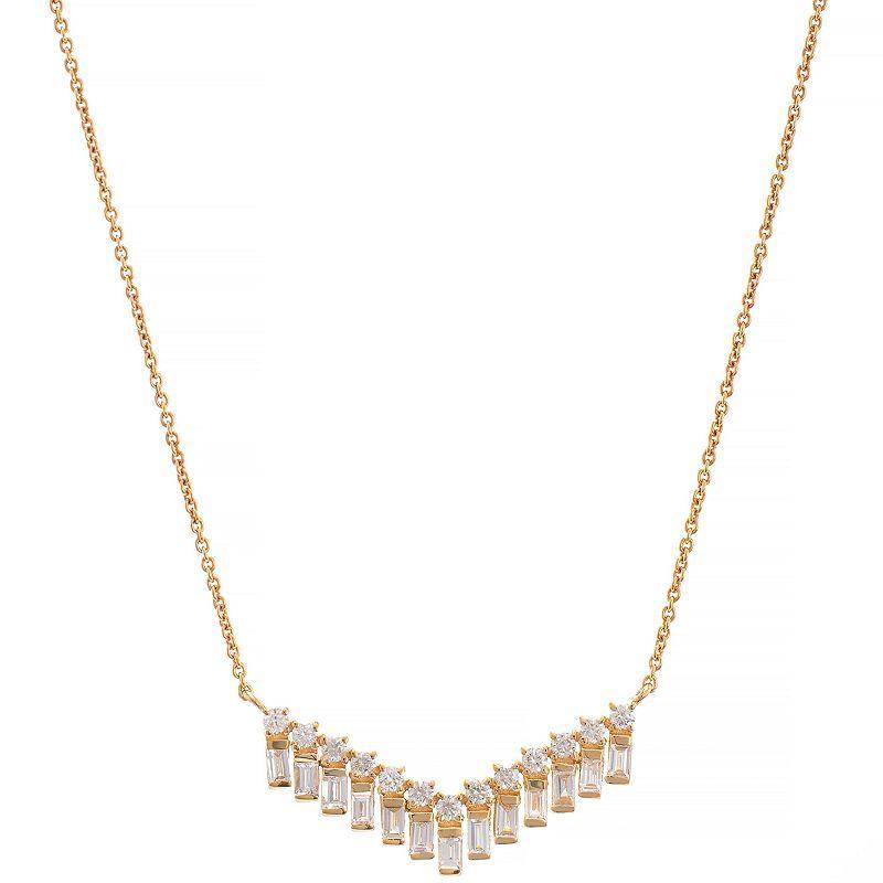 Luxle 14k Gold 1/2 Carat T.W. Diamond Charm Chevron Necklace, Womens, Yellow Product Image