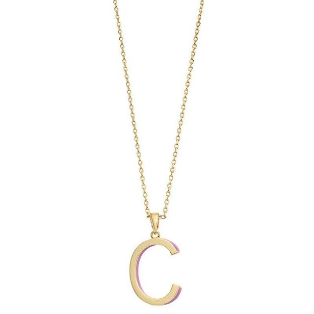 City Luxe Gold Tone Initial Charm Pendant Necklace, Womens Gold Tone C Product Image