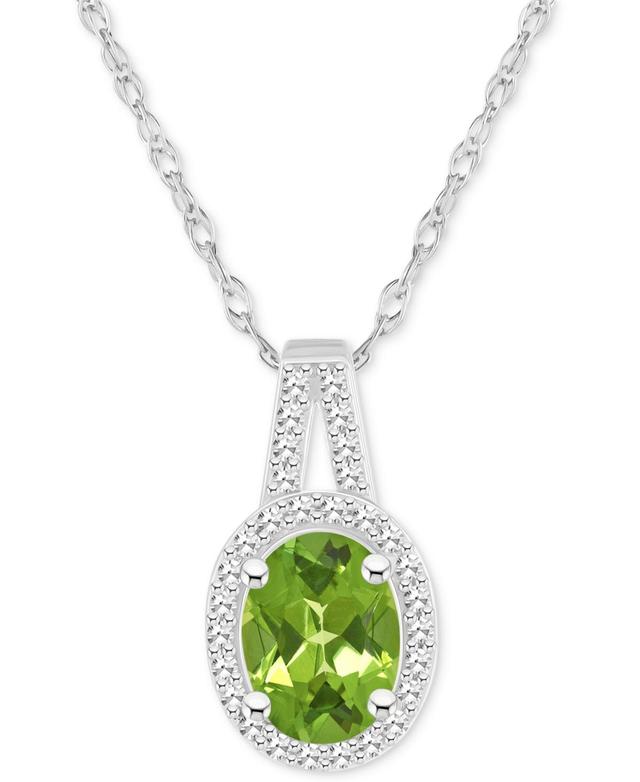 Amethyst (1-1/5 ct. t.w.) & Diamond (1/6 ct. t.w.) Oval Halo 18 Pendant Necklace in Sterling Silver (Also in Citrine Peridot, & Blue Topaz) Product Image