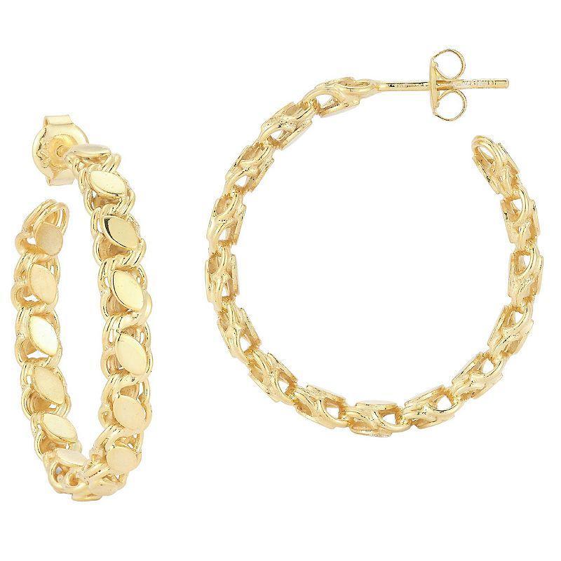 Sunkissed Sterling 14k Gold Over Silver Textured Large Hoop Earrings, Womens Product Image