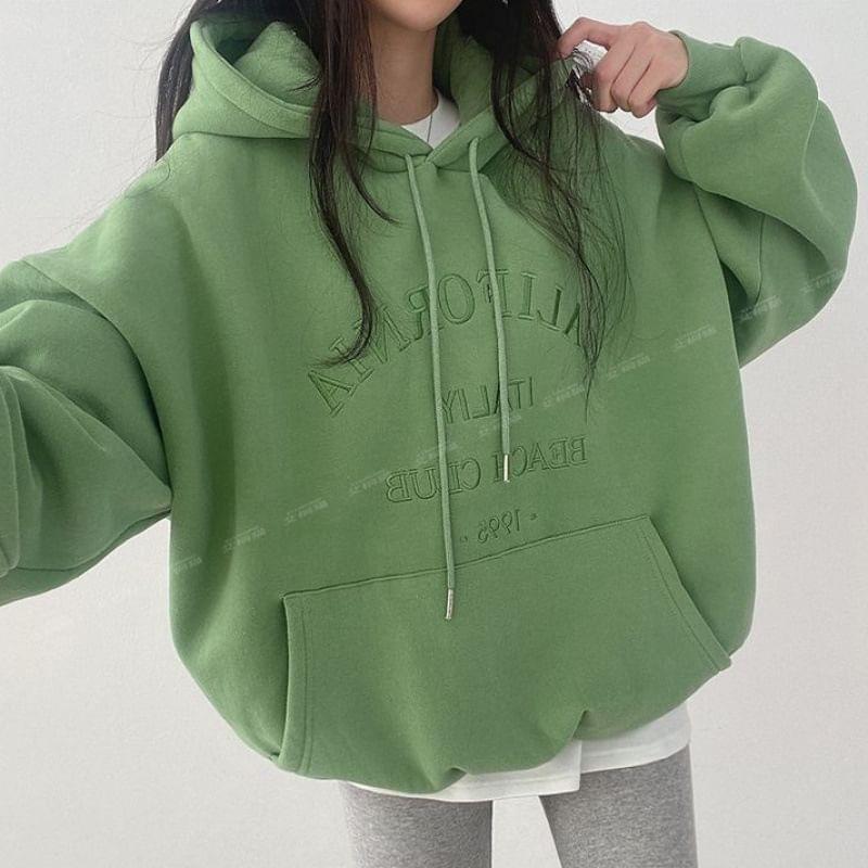 Lettering Embroidery Hoodie Product Image