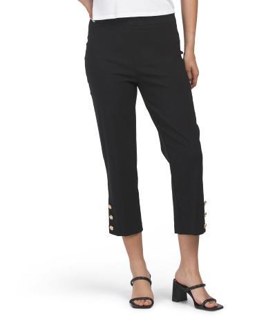 Cropped Pants With Button Side for Women | Spandex/Rayon/Nylon Product Image