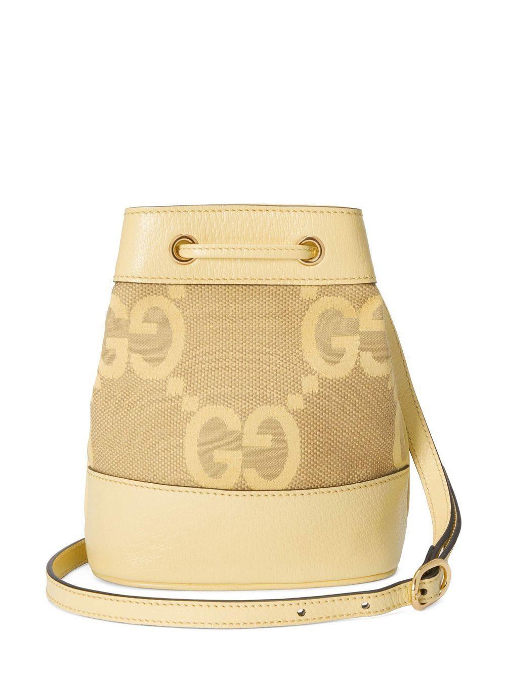 Small Ophidia Bucket Bag In Light Yellow Product Image