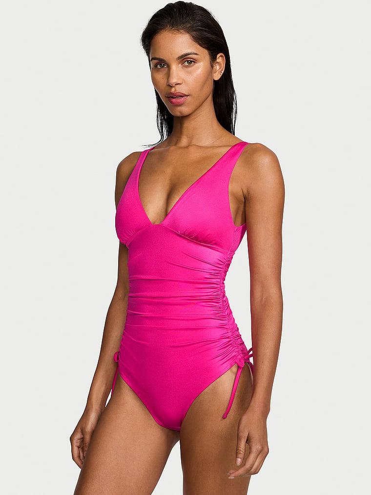 Ruched Plunge One-Piece Swimsuit Product Image