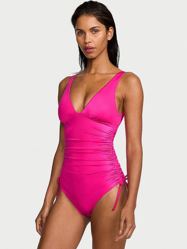 Ruched Plunge One-Piece Swimsuit Product Image