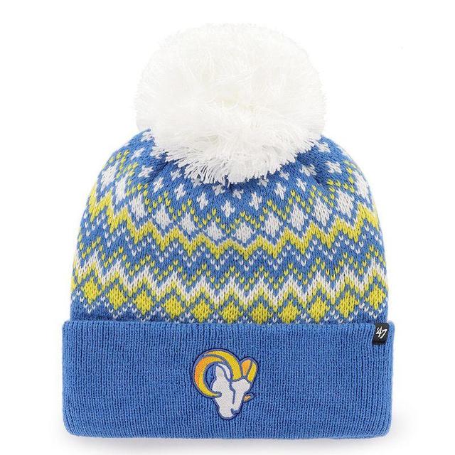 Womens 47 Royal Los Angeles Rams Elsa Cuffed Pom Knit with Hat Product Image