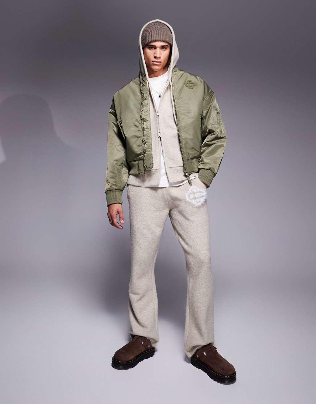 The Couture Club oversized emblem bomber jacket in khaki  product image