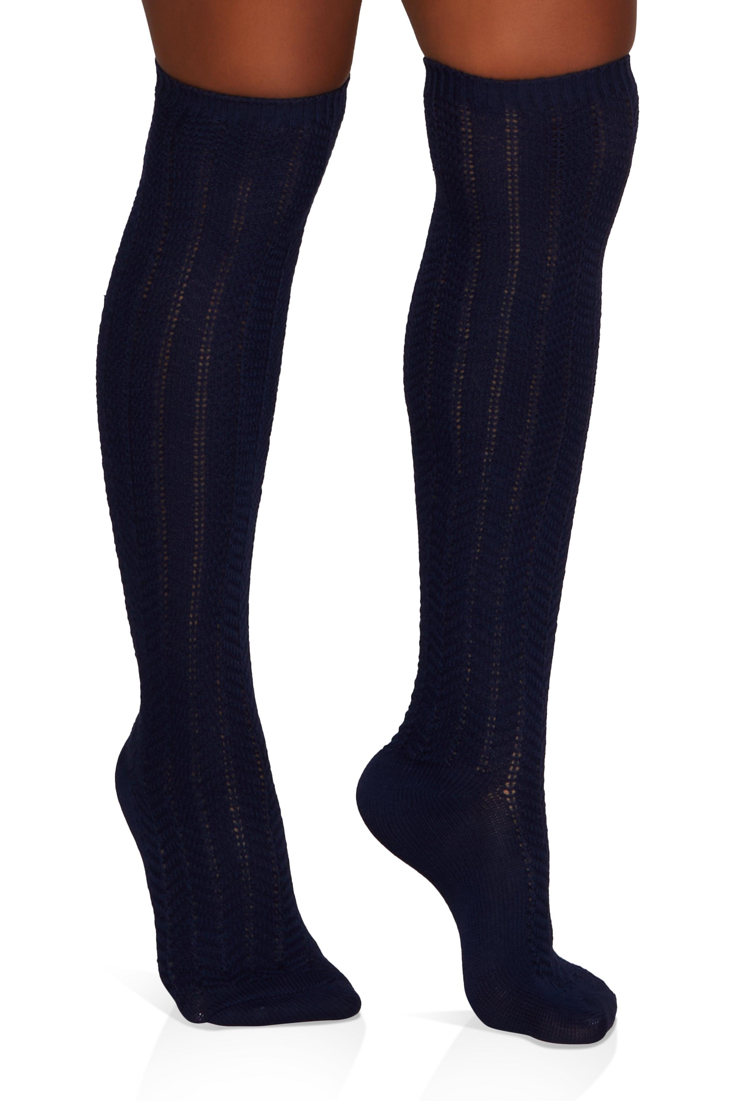 Womens Pointelle Knit Knee High Socks Size 9-11 Product Image