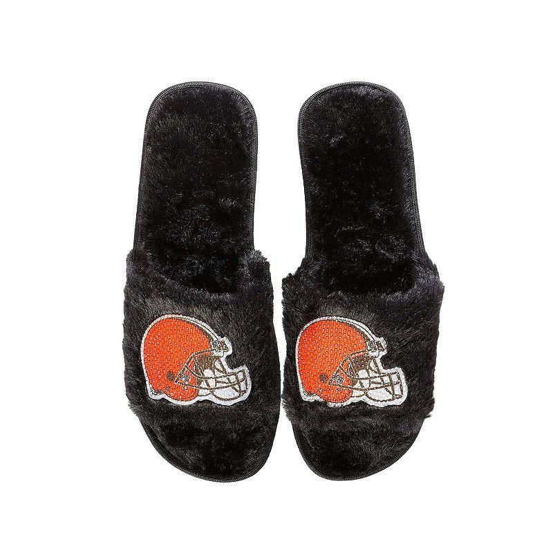 Womens FOCO Cleveland Browns Rhinestone Fuzzy Slippers Product Image