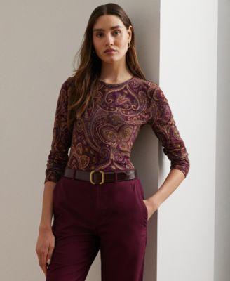 Women's Paisley Stretch Cotton Long-Sleeve Tee Product Image