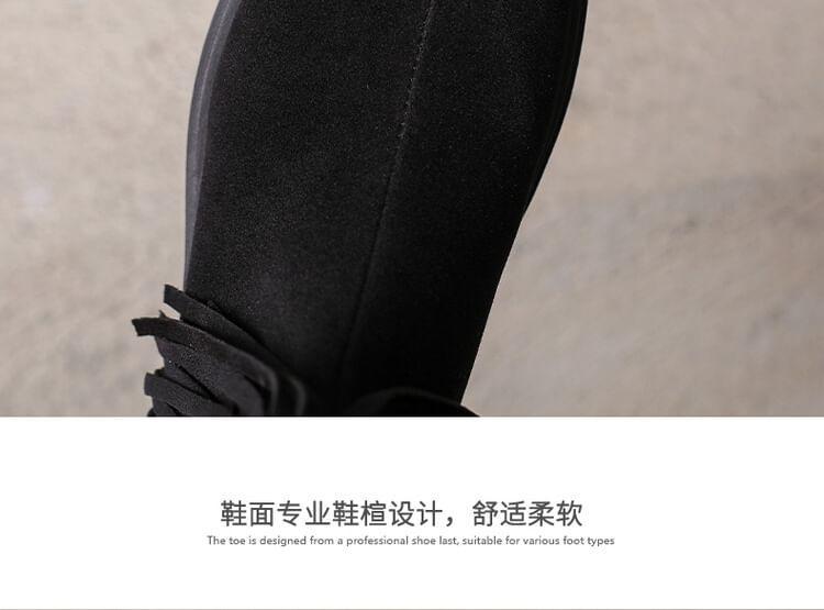 Tassel Faux Suede Platform Chunky Heel Short Boots Product Image