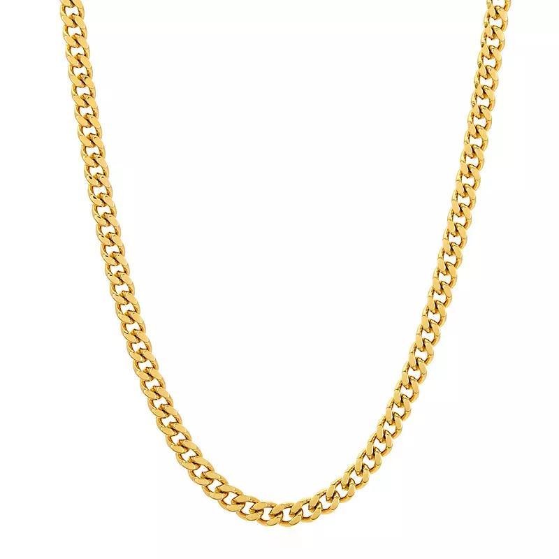 Adornia 14k Gold Plated 5mm Cuban Curb Chain Necklace, Mens Yellow Product Image