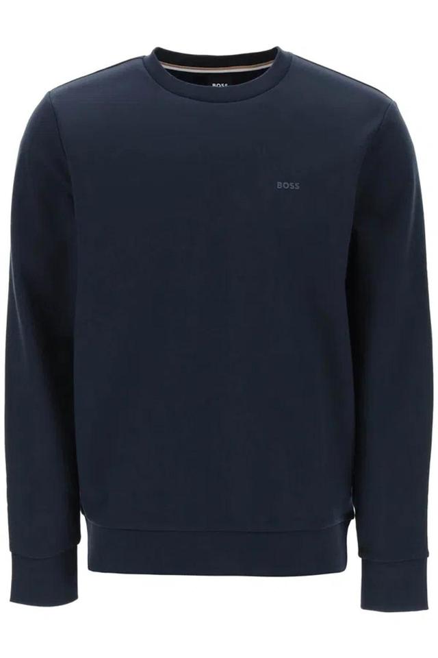 HUGO BOSS French Terry Crewneck Sweatshirt In Blue Product Image