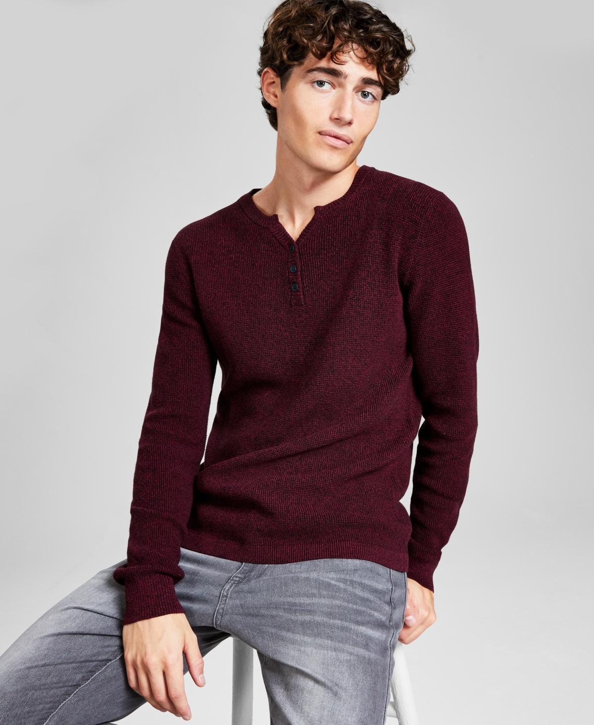 And Now This Mens Regular-Fit Waffle-Knit Long-Sleeve Y-Neck T-Shirt, Created for Macys Product Image