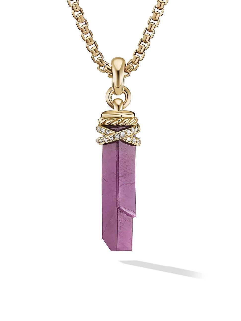 Womens Wrapped Gemstone Amulet With 18K Yellow Gold & Pav Diamonds Product Image