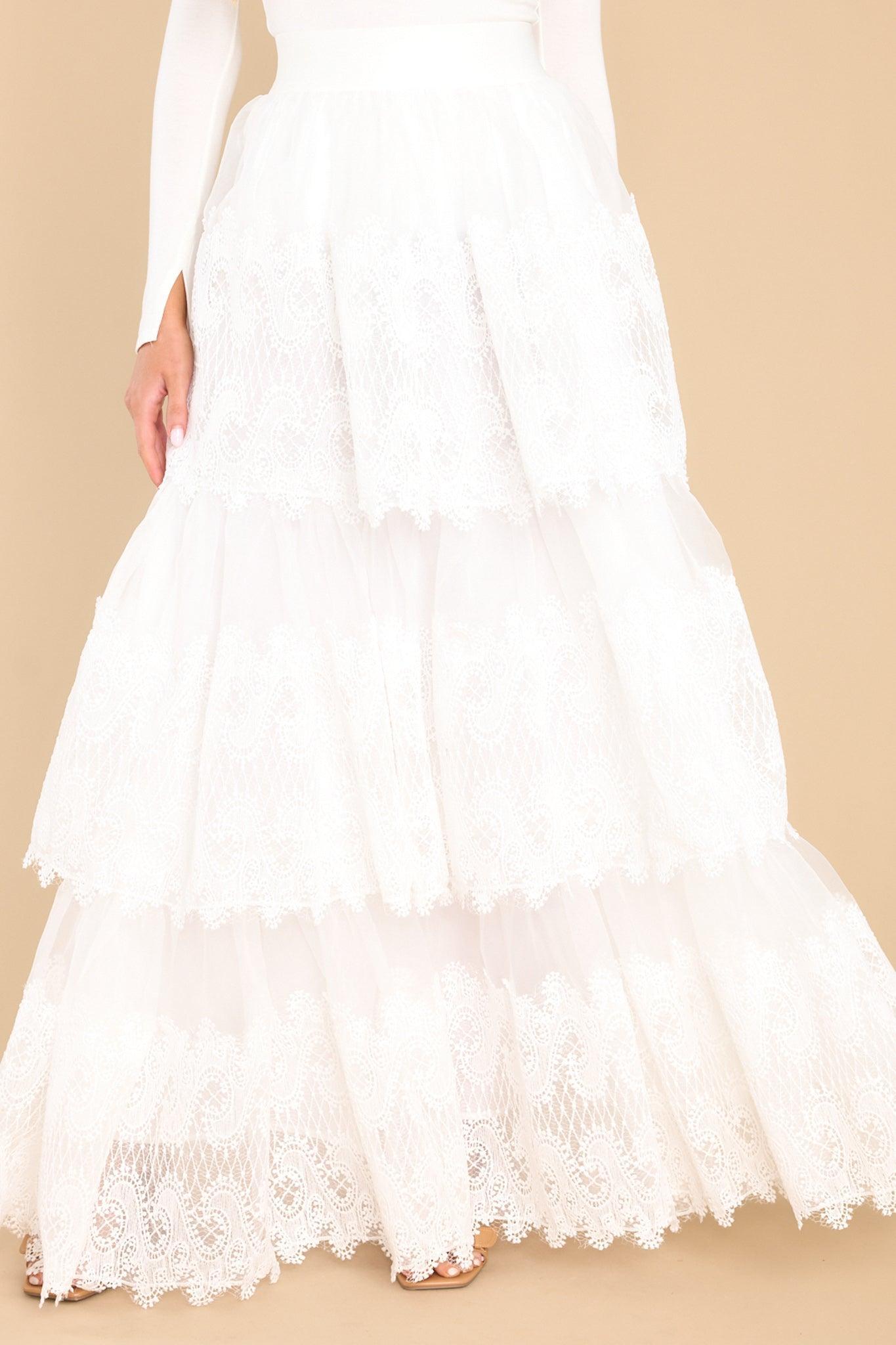 Aura Elegance Above All White Maxi Skirt Product Image