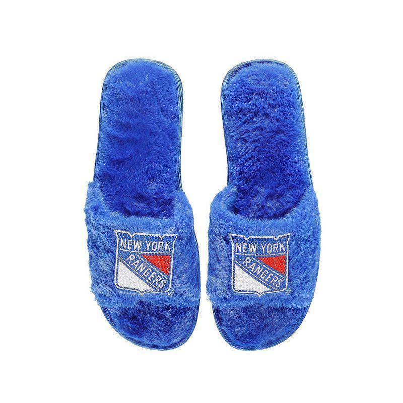 Womens FOCO Royal New York Rangers Rhinestone Fuzzy Slippers Product Image