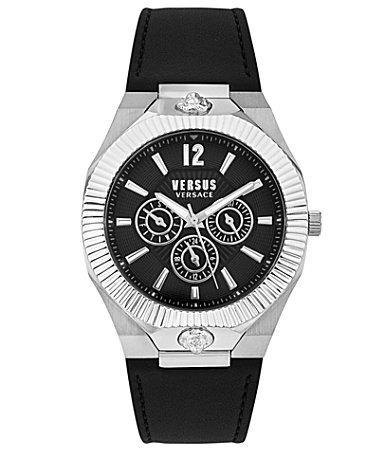 Versus By Versace Mens Echo Park Multifunction Black Leather Strap Watch Product Image